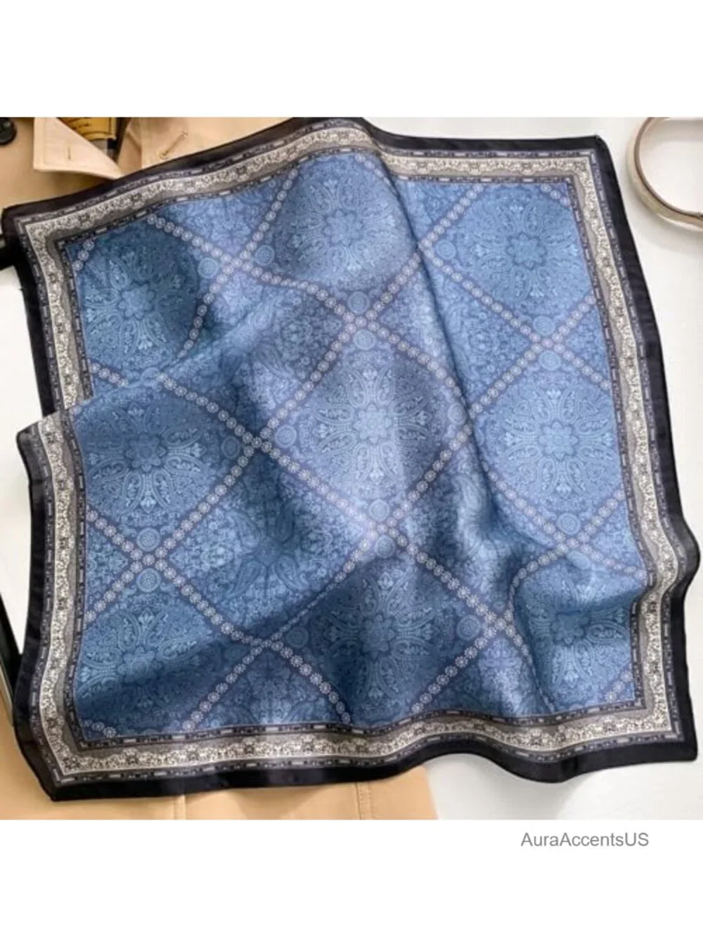 100% Mulberry Silk Small Square Scarf - Neckerchief - Headscarf 21